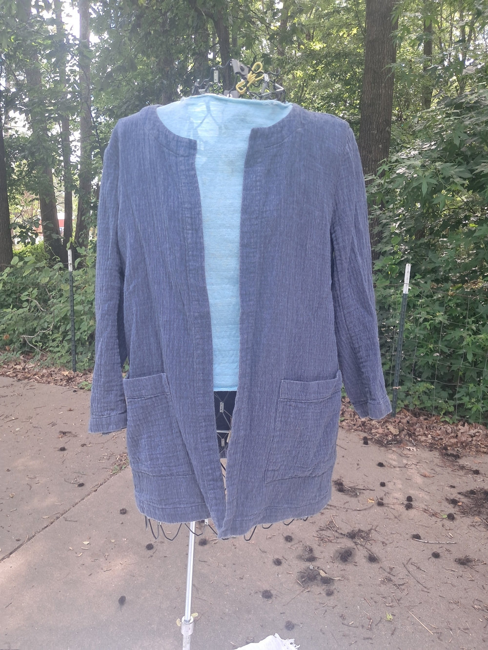 Eileen Fisher Cotton Gauze Open Front Lightweight Jacket
